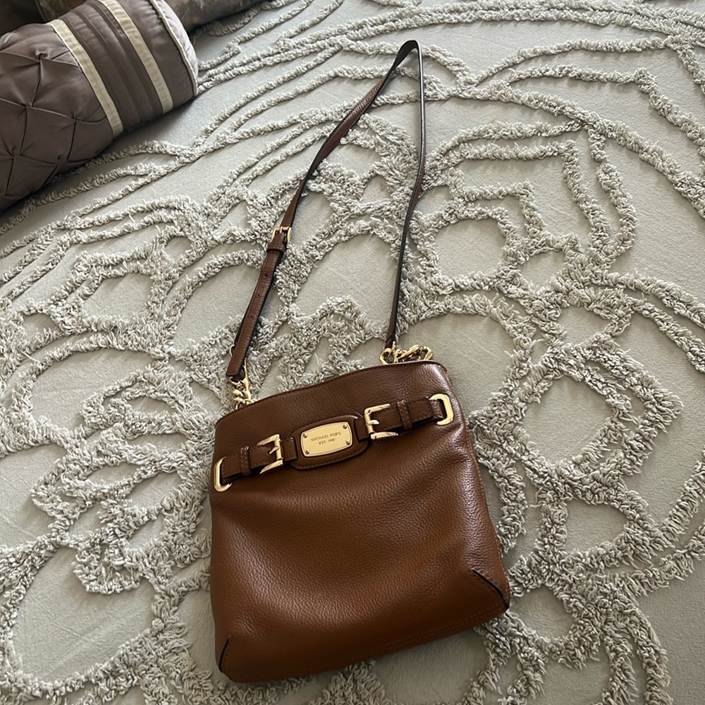 Michael Kors pebble leather crossbody bag. Many Rich caramel color.